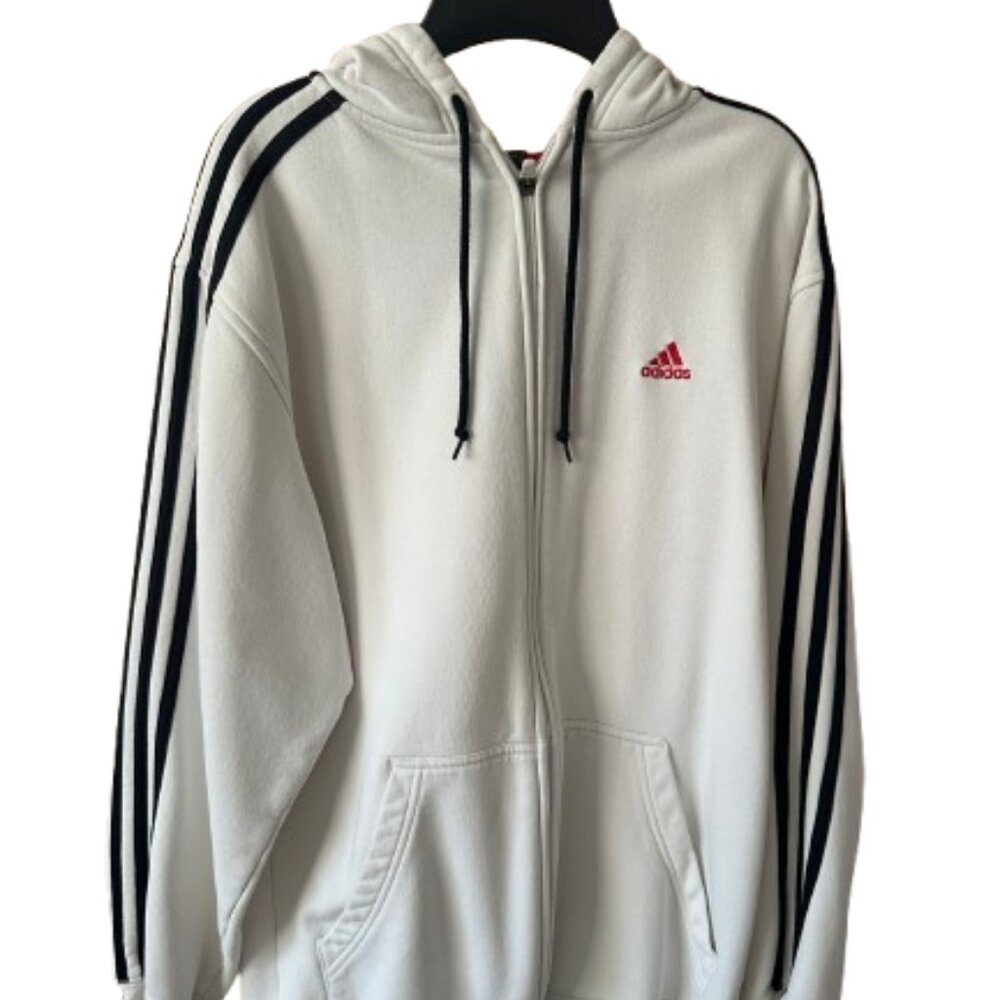 ✨ Adidas White Jacket with Black Stripes